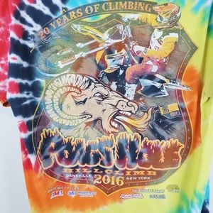 Dyenomite Tie Dye Dirt Bike Hill Climb T Shirt LG Mens Poags Hole New York